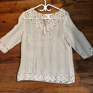 Elegant Cream Crochet Women's Top